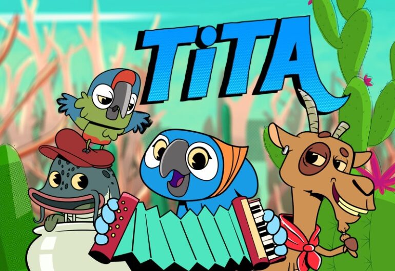 A ararinha-azul Tita, personagem infantil criada pelo escritor e ambientalista Victor Flores.